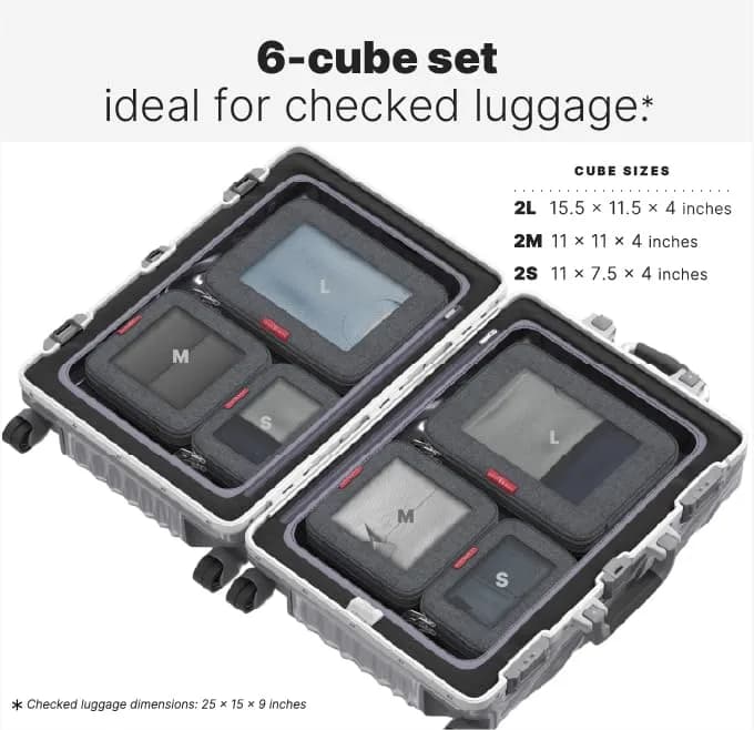LeanTravel Premium Compression Packing Cubes for Travel - Suitcase Organizer Bags with Double Zipper & Breathable Mesh Panel - Space Saving Carry On Luggage Essentials (6-Pack, Black) thumbnail 3