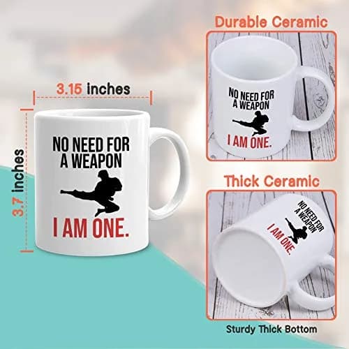Bubble Hugs Martial Arts Coffee Mug 11 oz (325 ml) | No Need Weapons, I Am One thumbnail 4