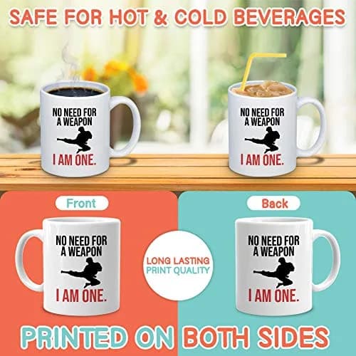 Bubble Hugs Martial Arts Coffee Mug 11 oz (325 ml) | No Need Weapons, I Am One thumbnail 3
