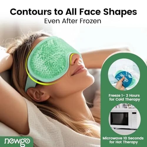 NEWGO Cooling Eye Mask for After Surgery | Reusable Gel Face Ice Pack, Green thumbnail 4