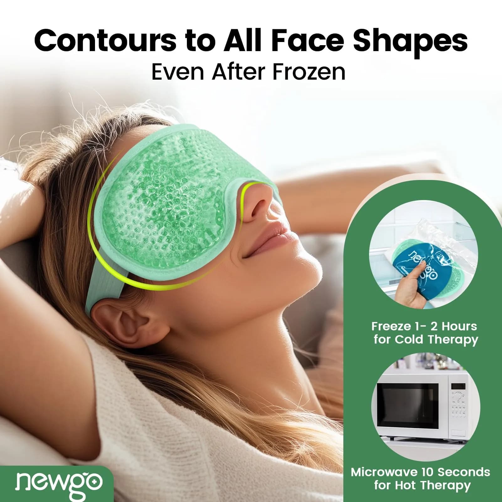 NEWGO Cooling Eye Mask for After Surgery, Reusable Gel Face Ice Pack, Blue (127 g) | Soothing Relief for Puffy Eyes, Headaches, Dark Circles - view 4