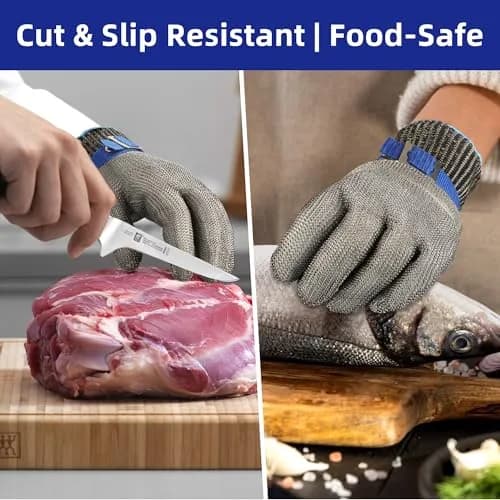 Schwer SlicePro ANSI A9 Cut Resistant Gloves, Small (1-Pack) | Food Grade Steel Wire Hand Protection thumbnail 4