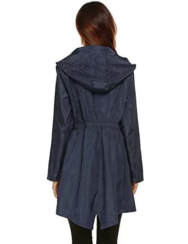 LOMON Women Waterproof Raincoat Hooded Lightweight Windbreaker Anorak Jacket Navy Blue S | Breathable, Windproof & Light thumbnail 6