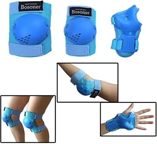 BOSONER Kids/Youth Knee Pads Elbow Pads Wrist Guards Set for 3-15 Years | Multi-Sports Impact Protection thumbnail 2