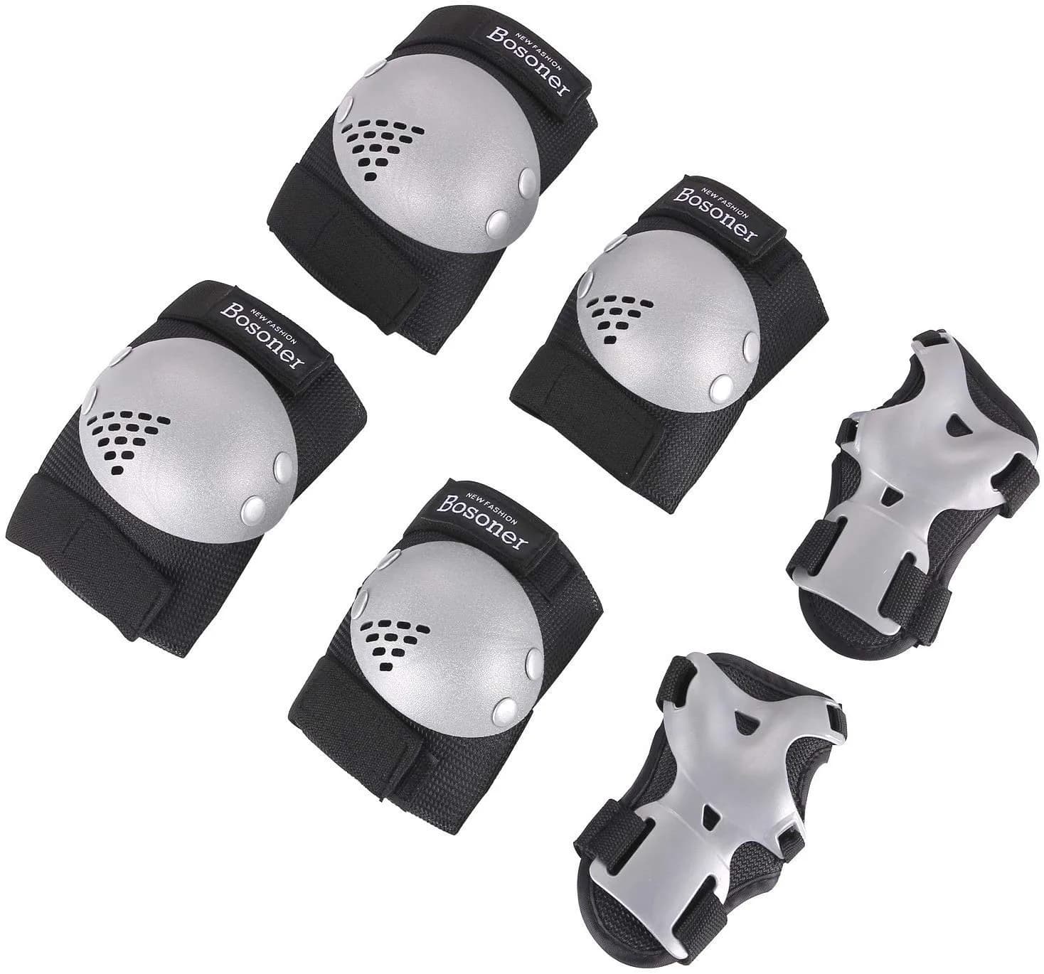 BOSONER Kids/Youth Knee Pads Elbow Pads Wrist Guards Set for 3-15 Years | Multi-Sport Impact Protection