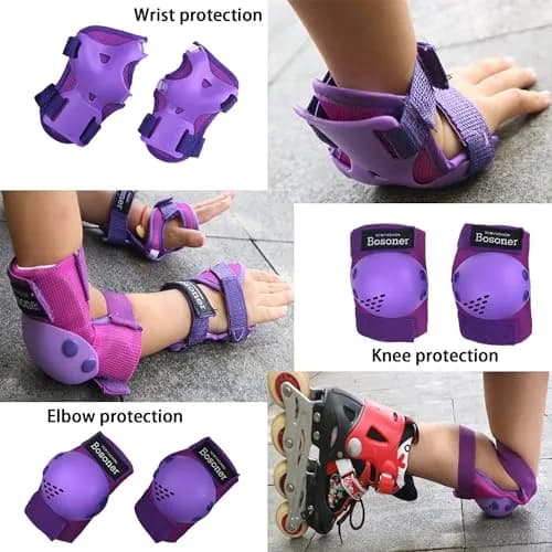BOSONER Kids/Youth Knee Pads Elbow Pads Wrist Guards Set for 3-15 Years | Child Protective Gear for Multi-Sports thumbnail 3