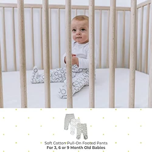 Spasilk 3 Pack Cotton Footed Pants for Baby Boy and Baby Girl | Unisex Newborn Baby Pants in 9 Months thumbnail 3
