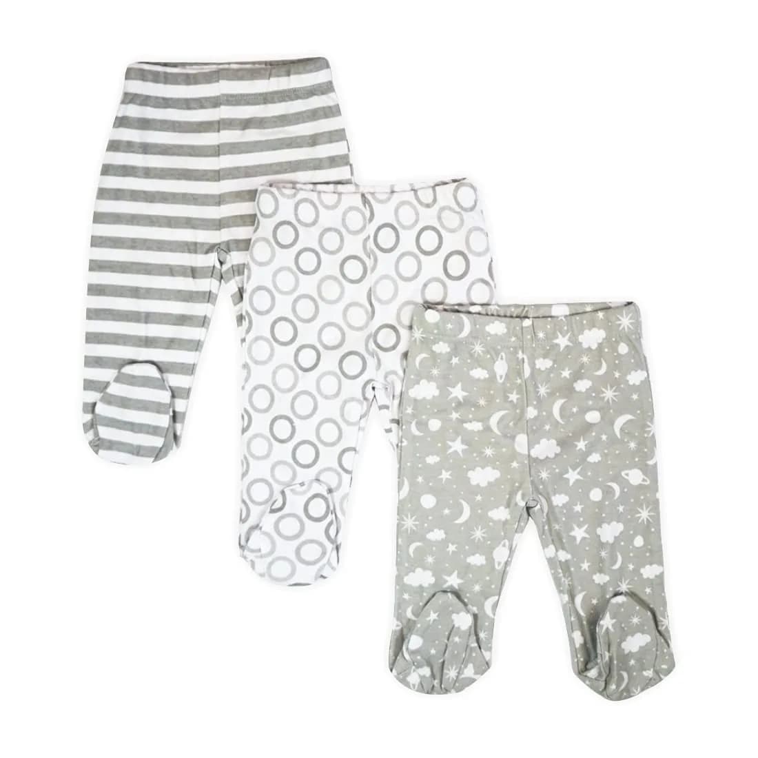Spasilk 3 Pack Cotton Footed Pants for Baby Boy and Baby Girl | Unisex Newborn Baby Pants in 9 Months - main product image
