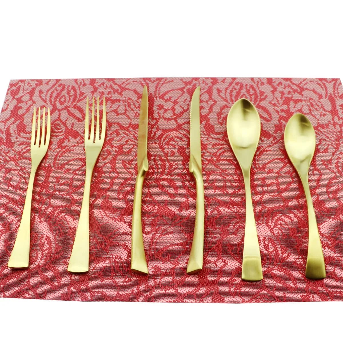 Uniturcky 6-Piece Flatware Set,Extra Thick Heavy Duty - 18/10 Stainless Steel Cutlery Sets,High Matte Finish Gold Flatware Sets Service for 1,Multipurpose Use for Home,Kitchen,Tableware Utensil Sets