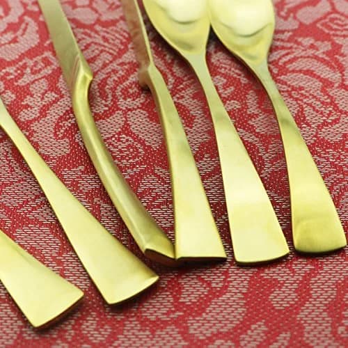 Uniturcky 6-Piece Flatware Set,Extra Thick Heavy Duty - 18/10 Stainless Steel Cutlery Sets,High Matte Finish Gold Flatware Sets Service for 1,Multipurpose Use for Home,Kitchen,Tableware Utensil Sets thumbnail 8