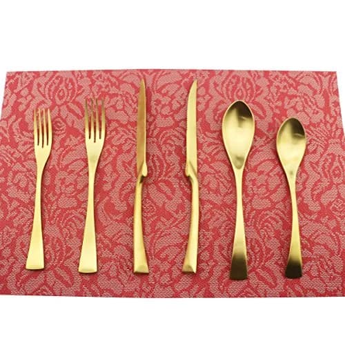 Uniturcky 6-Piece Flatware Set,Extra Thick Heavy Duty - 18/10 Stainless Steel Cutlery Sets,High Matte Finish Gold Flatware Sets Service for 1,Multipurpose Use for Home,Kitchen,Tableware Utensil Sets thumbnail 2