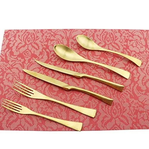 Uniturcky 6-Piece Flatware Set,Extra Thick Heavy Duty - 18/10 Stainless Steel Cutlery Sets,High Matte Finish Gold Flatware Sets Service for 1,Multipurpose Use for Home,Kitchen,Tableware Utensil Sets thumbnail 3