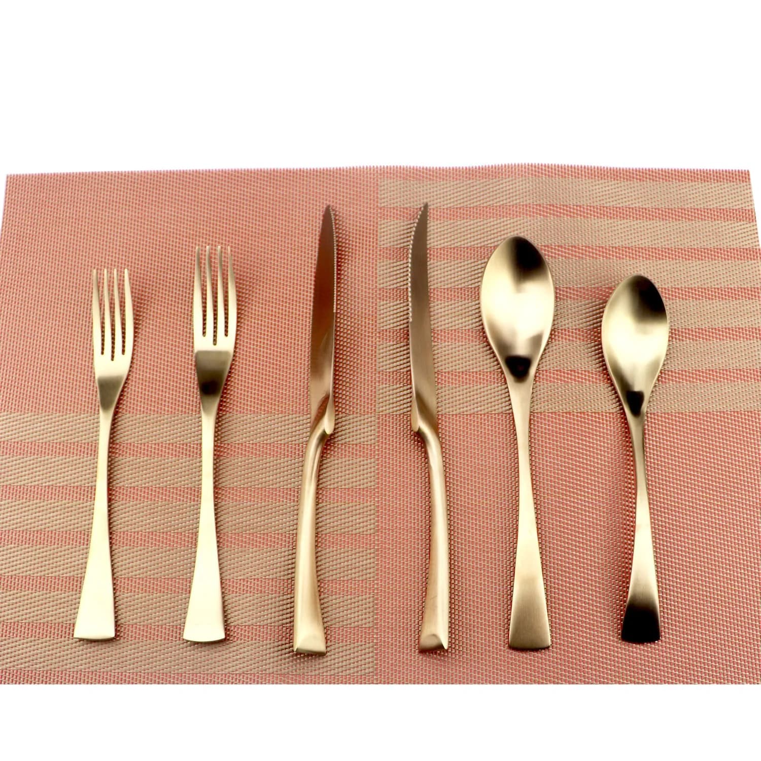 Uniturcky 6-Piece Flatware Set,Extra Thick Heavy Duty - 18/10 Stainless Steel Cutlery Sets,High Matte Finish Gold Flatware Sets Service for 1,Multipurpose Use for Home,Kitchen,Tableware Utensil Sets — Rose Gold