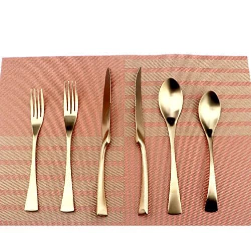 Uniturcky 6-Piece Flatware Set,Extra Thick Heavy Duty - 18/10 Stainless Steel Flatware Sets,High Matte Finish Rose Gold Service for 1 | Multipurpose Kitchen Utensils thumbnail 1