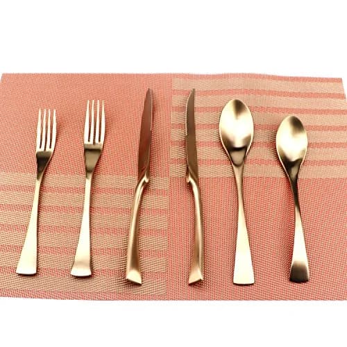 Uniturcky 6-Piece Flatware Set,Extra Thick Heavy Duty - 18/10 Stainless Steel Flatware Sets,High Matte Finish Rose Gold Service for 1 | Multipurpose Kitchen Utensils thumbnail 4