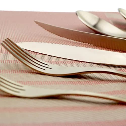 Uniturcky 6-Piece Flatware Set,Extra Thick Heavy Duty - 18/10 Stainless Steel Flatware Sets,High Matte Finish Rose Gold Service for 1 | Multipurpose Kitchen Utensils thumbnail 5