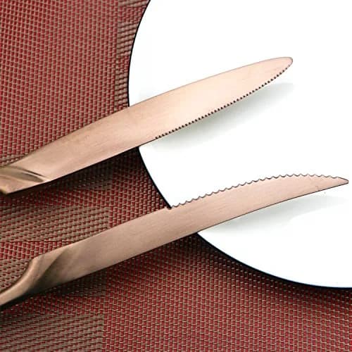 Uniturcky 6-Piece Flatware Set,Extra Thick Heavy Duty - 18/10 Stainless Steel Flatware Sets,High Matte Finish Rose Gold Service for 1 | Multipurpose Kitchen Utensils thumbnail 2
