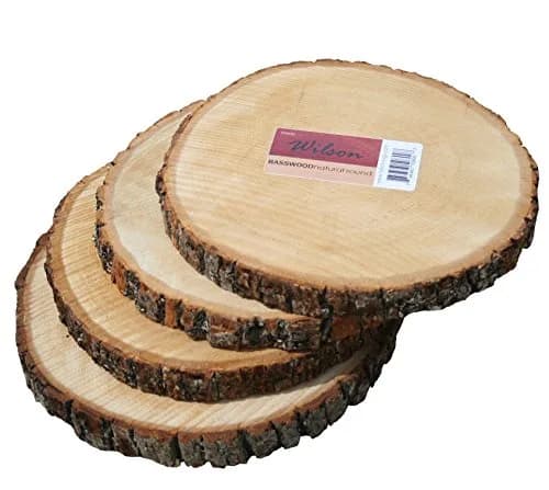 Wilson Basswood Round Rustic Wood Slice for Natural Décor, DIY Crafts (7-9") Set of Four | Rustic, Natural, Carvable thumbnail 2
