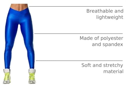 Hupplle Neon Stretch Skinny Shiny Leggings Pants (Blue, Large) | High Waist, Opaque & Comfortable thumbnail 4