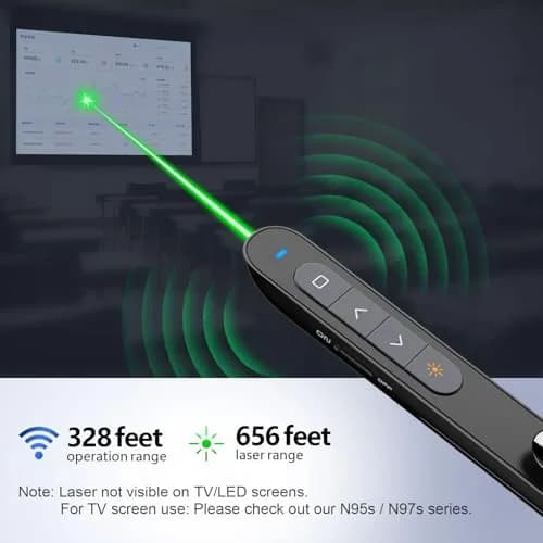 Norwii N76 Rechargeable Presentation Clicker with Laser Pointer & Custom Buttons | 328ft Range thumbnail 2