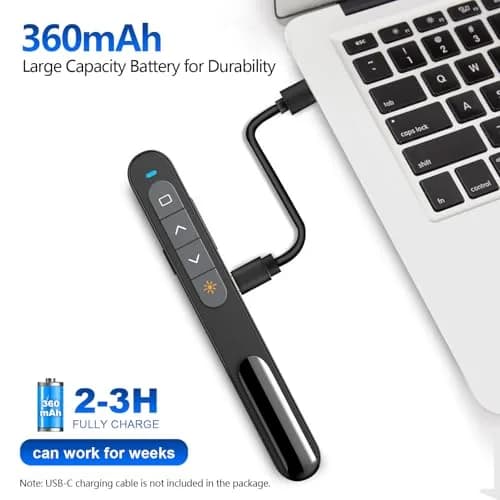 Norwii N76 Rechargeable Presentation Clicker with Laser Pointer & Custom Buttons | 328ft Range thumbnail 3