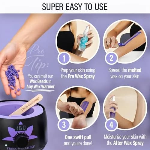 Tress Wellness Hard Wax Beads Variety 595g (20.8 Oz) | Professional At-Home Hair Removal Kit for Bikini, Brazilian & Full Body thumbnail 4