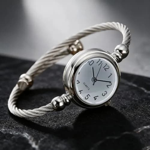 Top Plaza Women's Quartz Wrist Watch Silver Dial 23mm | Elegant Bangle Style thumbnail 3