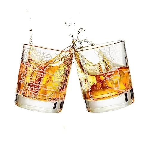 Greenline Goods Seattle Map Etched Whiskey Glasses - 355ml (12 Oz) Set of 2 | Heavy Base Old Fashioned Rocks Tumblers thumbnail 1
