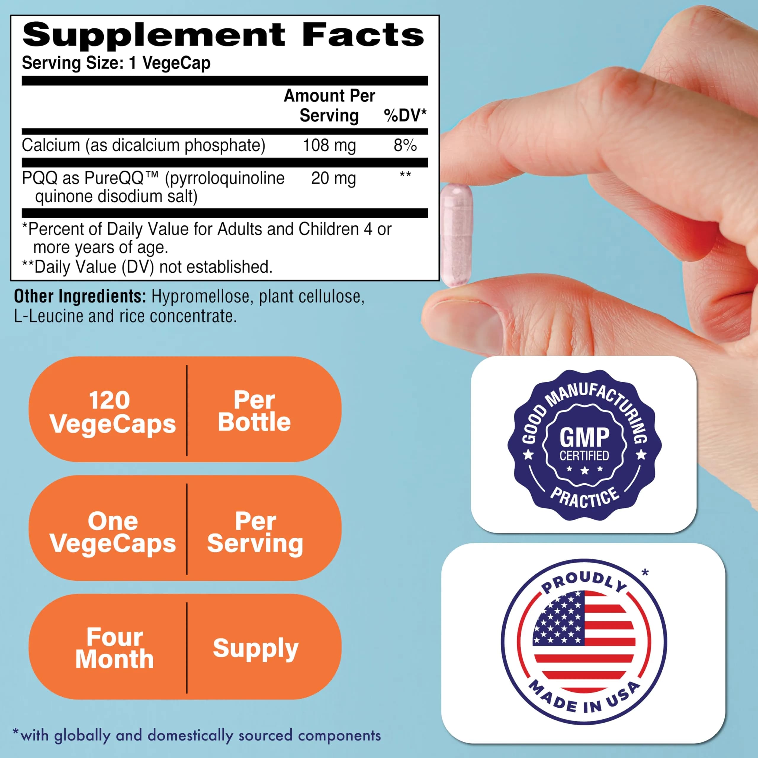 Health Thru Nutrition PQQ 20mg Pyrroloquinoline Quinone 120 Capsules | Supports Mitochondrial Biogenesis - view 2
