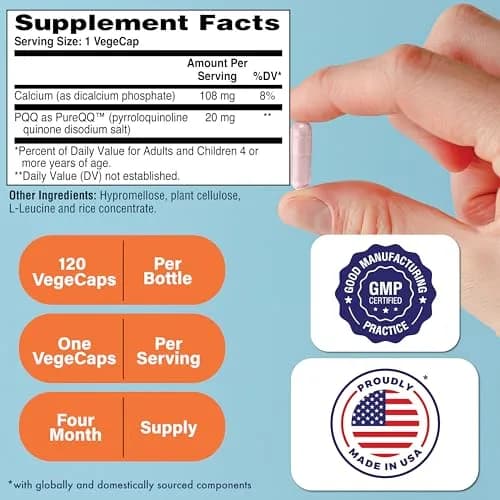 Health Thru Nutrition PQQ 20mg Pyrroloquinoline Quinone 120 Capsules | Supports Mitochondrial Biogenesis & Cellular Energy thumbnail 2