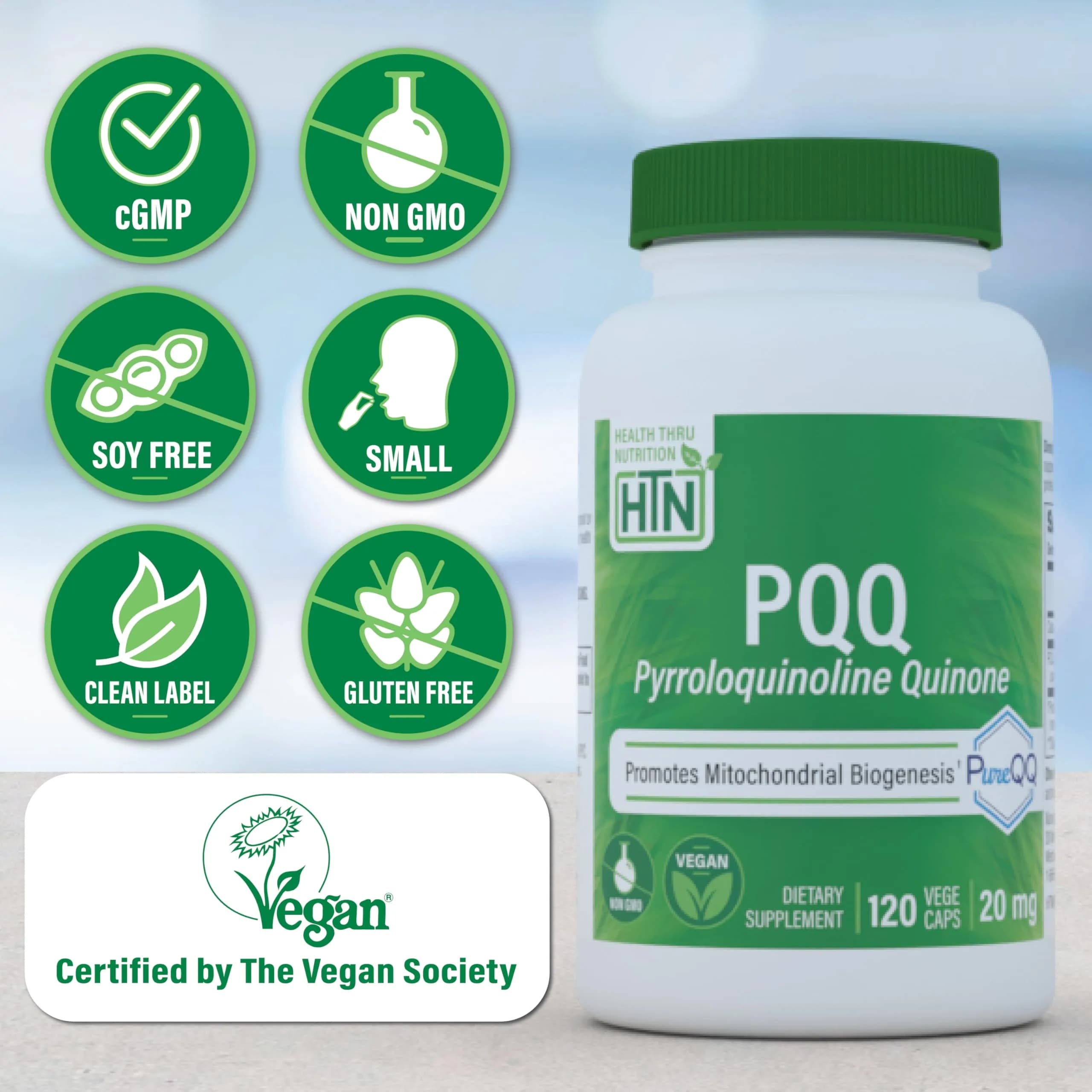 Health Thru Nutrition PQQ 20mg Pyrroloquinoline Quinone 120 Capsules | Supports Mitochondrial Biogenesis - view 3