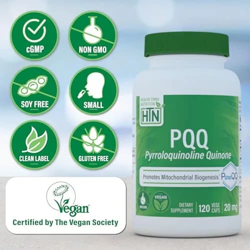 Health Thru Nutrition PQQ 20mg Pyrroloquinoline Quinone 120 Capsules | Supports Mitochondrial Biogenesis & Cellular Energy thumbnail 3