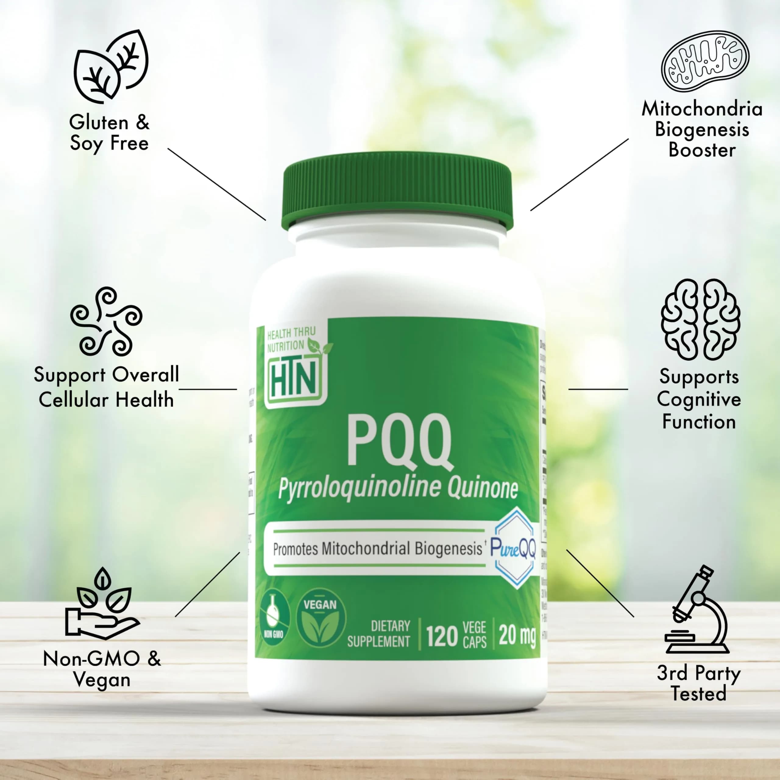 Health Thru Nutrition PQQ 20mg Pyrroloquinoline Quinone 120 Capsules | Supports Mitochondrial Biogenesis - view 4