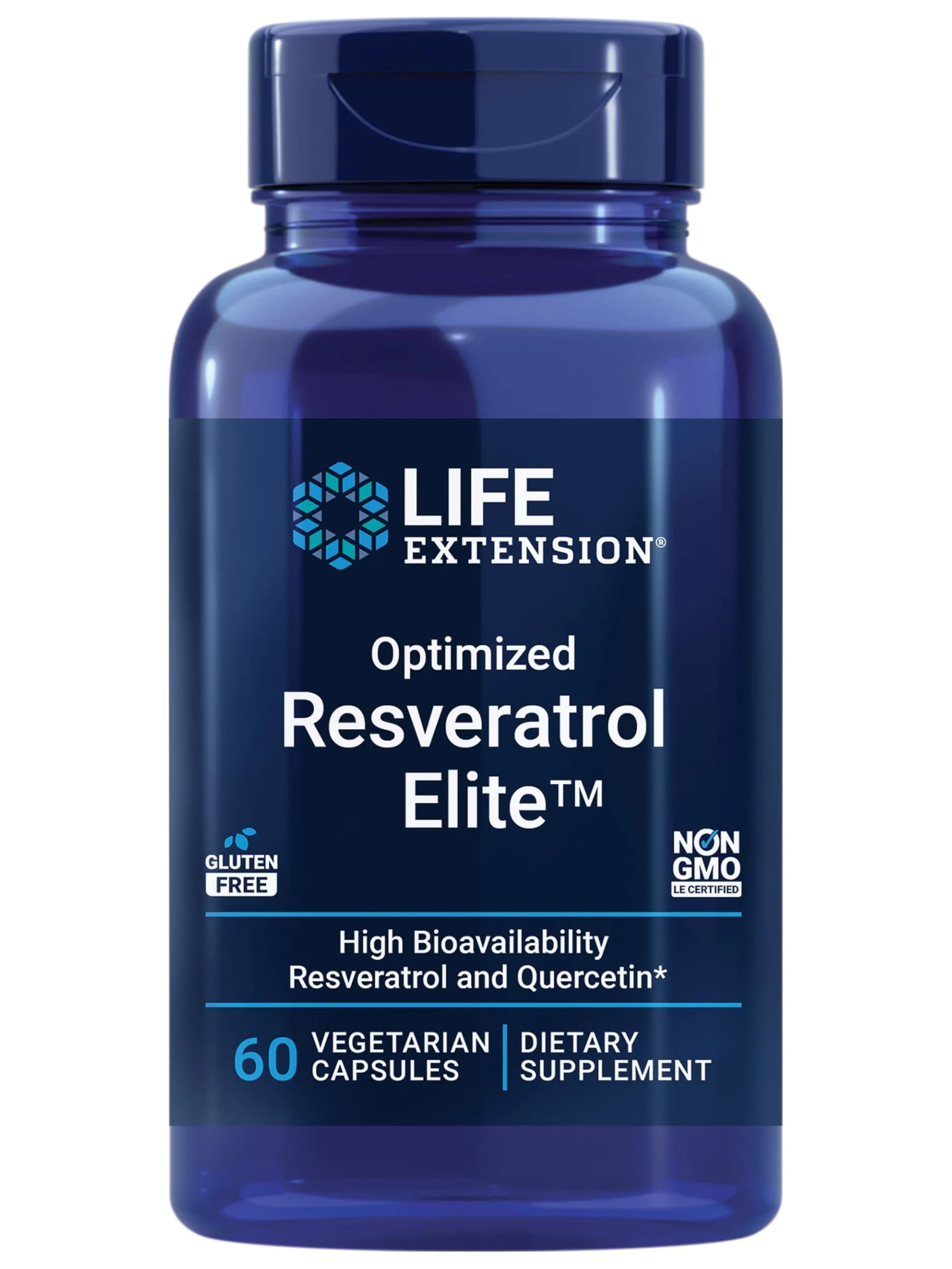Life Extension Optimized Resveratrol Elite Healthy Aging 60 Vegetarian Capsules | Supports Cardiovascular & Brain Health — Beige