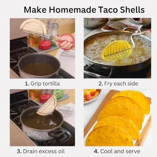 HIC Kitchen Taco Making Tools Steel Taco Shell Tongs 13.5 x 3.5 x 4.25-inches | Crispy Homemade Shells thumbnail 6