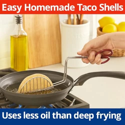 HIC Kitchen Taco Making Tools Steel Taco Shell Tongs 13.5 x 3.5 x 4.25-inches | Crispy Homemade Shells thumbnail 2