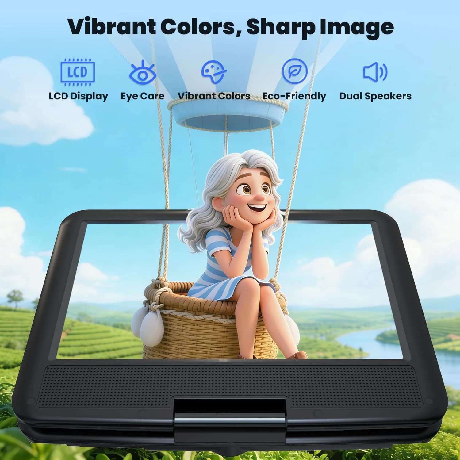 ieGeek 11.5" Portable DVD Player 9.5" HD Screen | 5-Hour Battery, USB/SD Playback, TV Sync - view 2