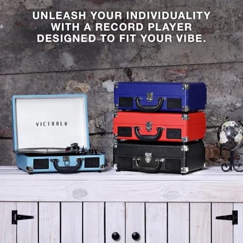 Victrola Journey Bluetooth Suitcase Record Player Gray | 3-Speed Belt Drive with Built-in Speakers & Bluetooth thumbnail 4