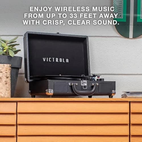 Victrola Journey Bluetooth Suitcase Record Player Gray | 3-Speed Belt Drive with Built-in Speakers & Bluetooth thumbnail 5