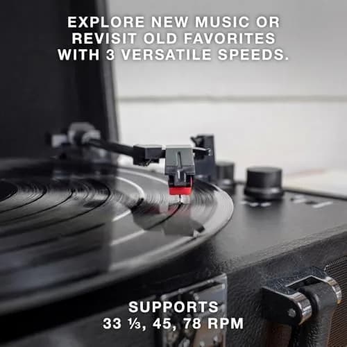 Victrola Journey Bluetooth Suitcase Record Player Gray | 3-Speed Belt Drive with Built-in Speakers & Bluetooth thumbnail 3