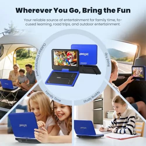 ieGeek 11.5" Portable DVD Player with 9.5" HD Screen, 5-Hour Battery, Blue | Car Travel Entertainment thumbnail 6
