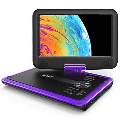 ieGeek 11.5" Portable DVD Player, 9.5" HD Screen, Purple | 5-Hour Battery, USB/SD Playback, TV Sync thumbnail 1