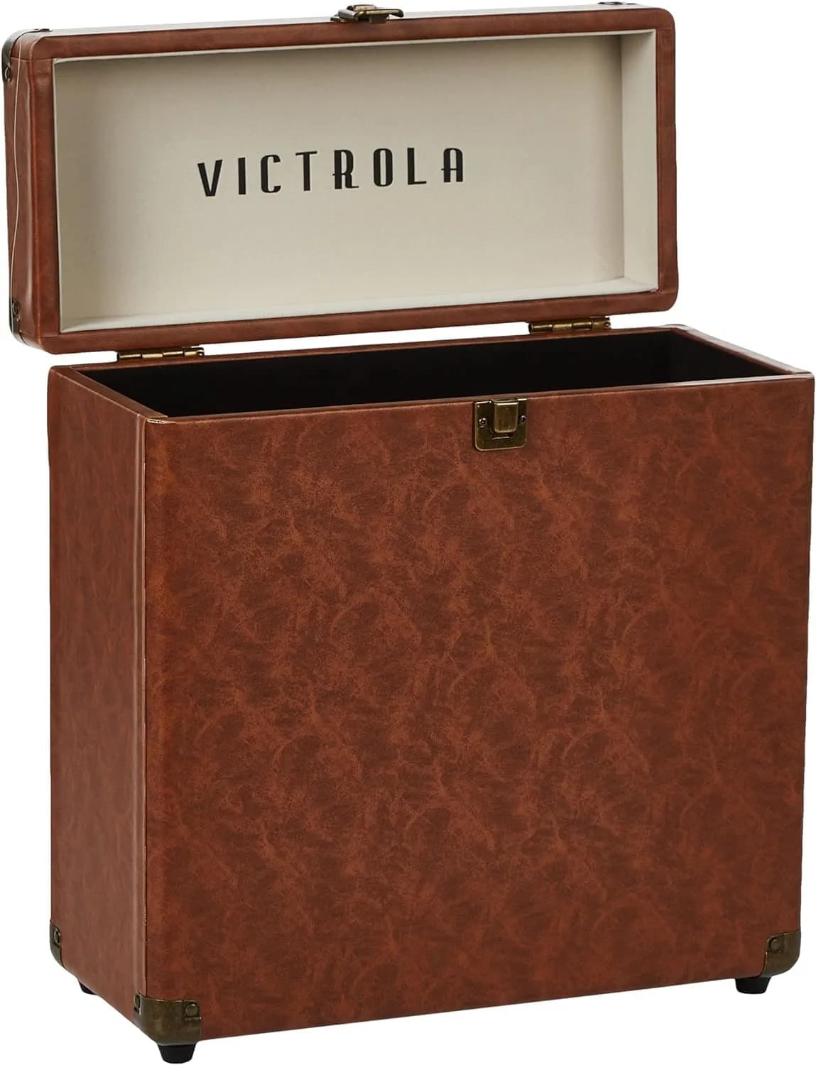 Victrola Collector Vinyl Record Storage Case Holds 30+ LPs Brown | Dust & Scratch Free Portable Design — Brown