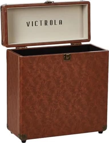 Victrola Collector Vinyl Record Storage Case Holds 30+ LPs Brown | Dust & Scratch Free Portable Design thumbnail 1