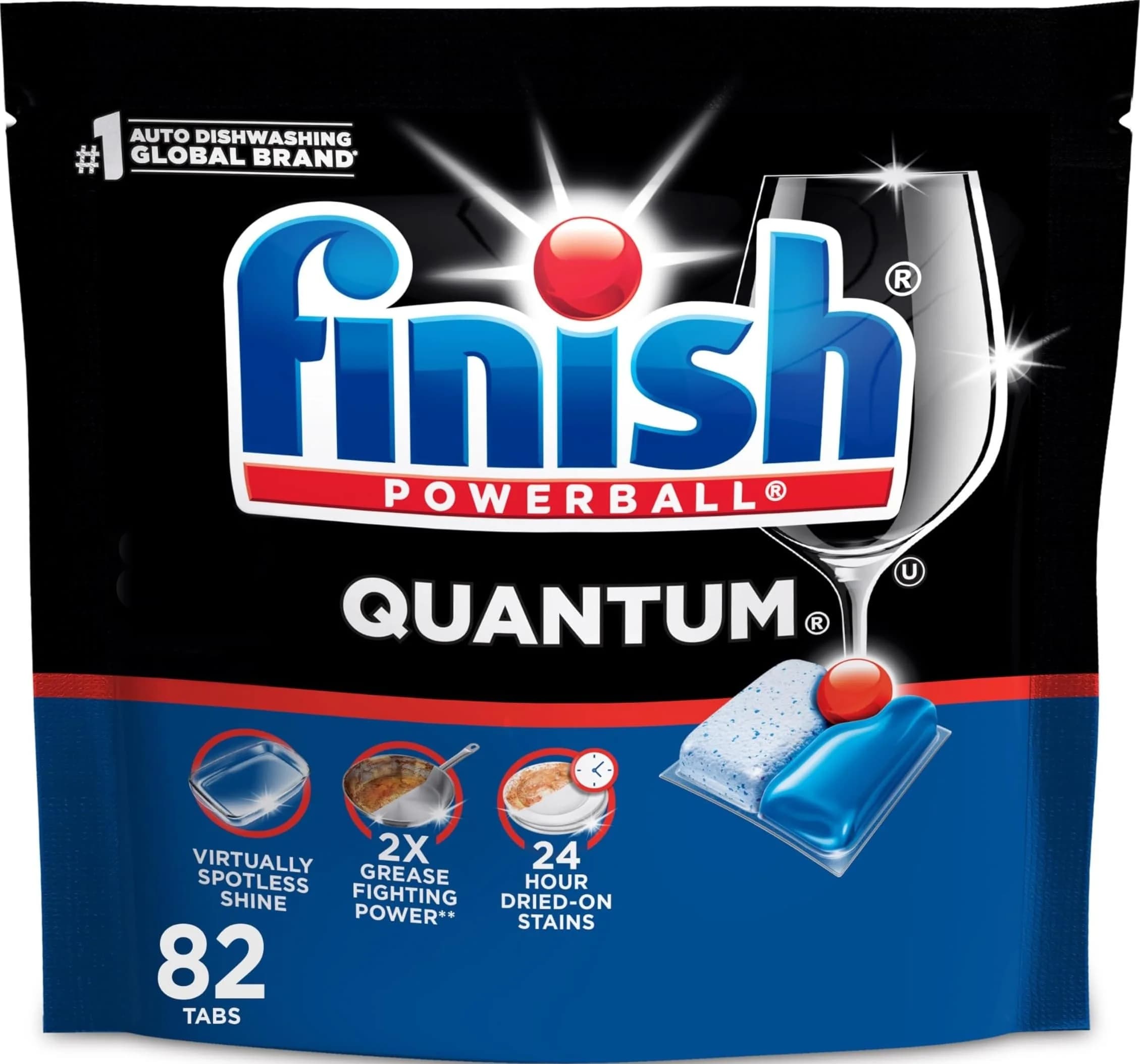 Finish Quantum Dishwasher Pods 82 Count | 24-Hour Dried-On Stain Removal