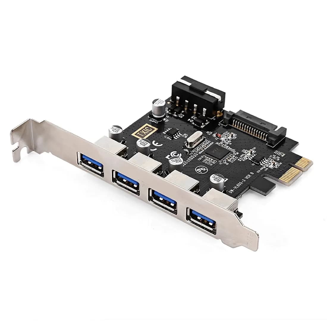 ChenYang 4 Port PCI-E 1X to 4 USB 3.0 HUB PCI Express Expansion Card Adapter with 120mm PCI-E Slot Bracket - main product image