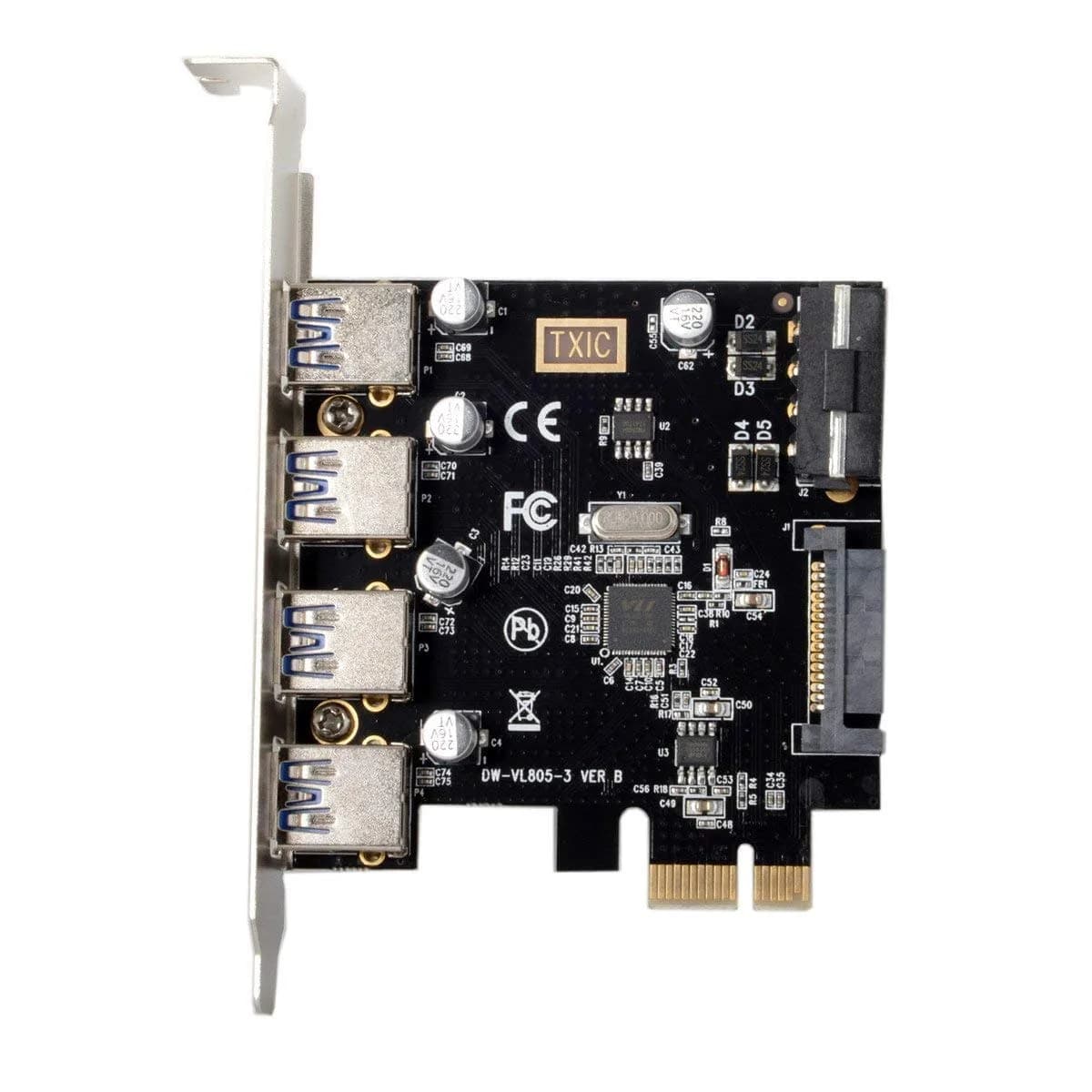 ChenYang 4 Port PCI-E 1X to 4 USB 3.0 HUB PCI Express Expansion Card Adapter with 120mm PCI-E Slot Bracket - view 7