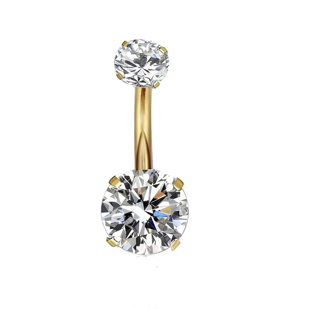 YHMM 14G Surgical Steel Belly Button Ring 12mm | Internally Threaded CZ Navel Stud for Women Men