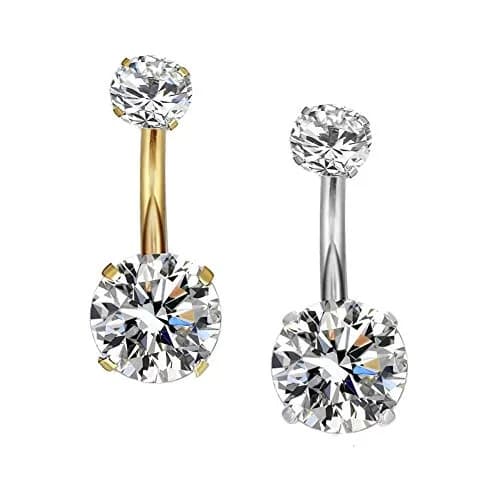 YHMM 14G Surgical Steel Belly Button Rings 12mm | Hypoallergenic CZ Navel Barbell for Women Men thumbnail 1