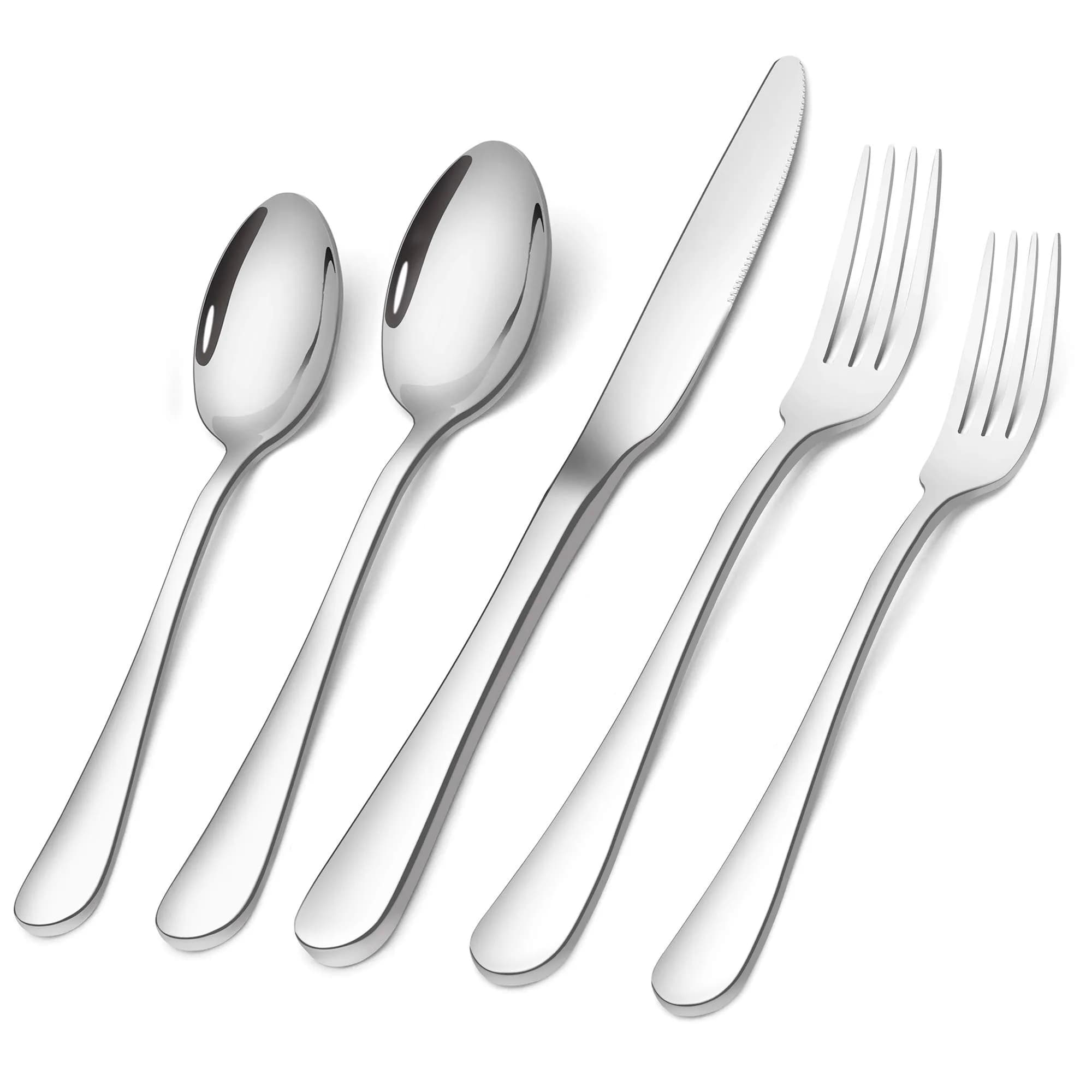 SHARECOOK 20-Piece Stainless Steel Flatware Set | Service for 4, Dishwasher Safe, Polished Finish — Silver